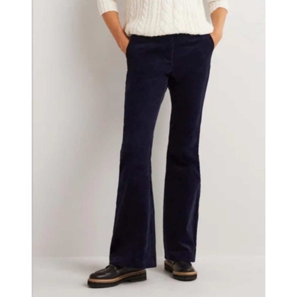Boden Navy Blue Corduroy Flare Pants High Rise Wide Leg R0180 Women's 8R NEW